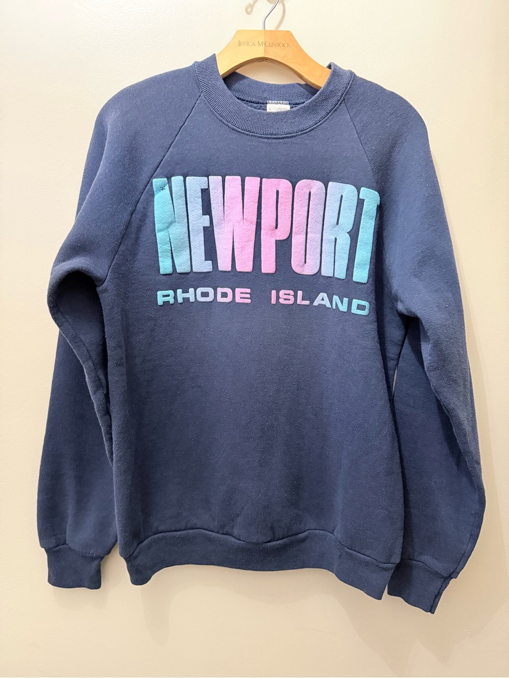 Vintage Newport Rhode Island Colorful Puffy Spell Out Crewneck Sweatshirt L USA